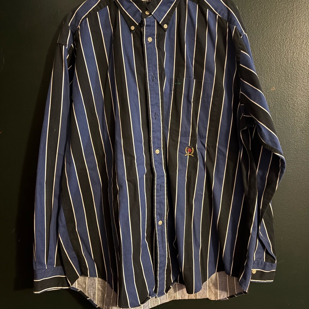 Tommy Hilfiger Navy and White Striped Shirt